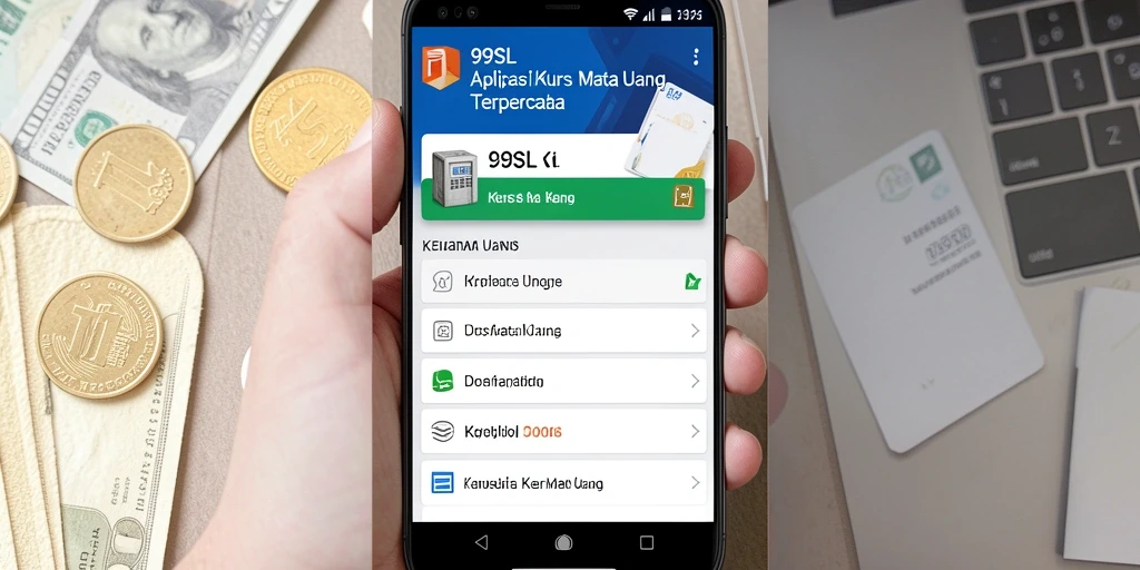 Tampilan antarmuka aplikasi 99SL dengan fitur Kurs Mata Uang.