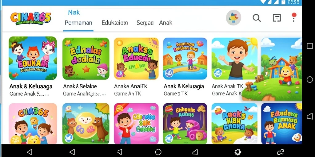 Tampilan antarmuka permainan edukasi yang menarik dan interaktif.