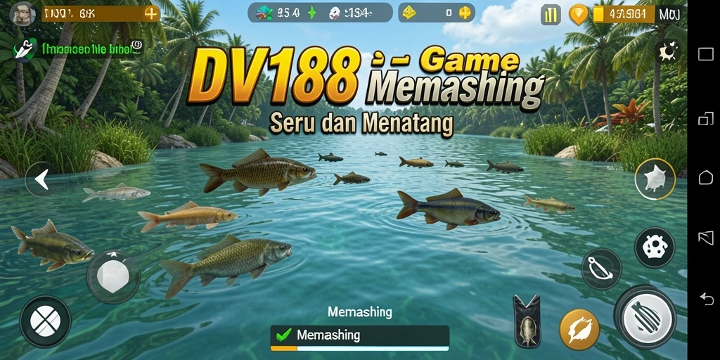 Tampilan antarmuka DV188 menunjukkan pengalaman memancing yang mengasyikkan dan interaktif.