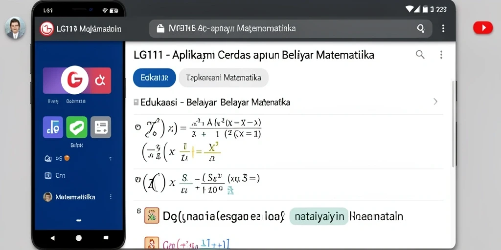 Antarmuka LG111 yang user-friendly untuk belajar matematika.
