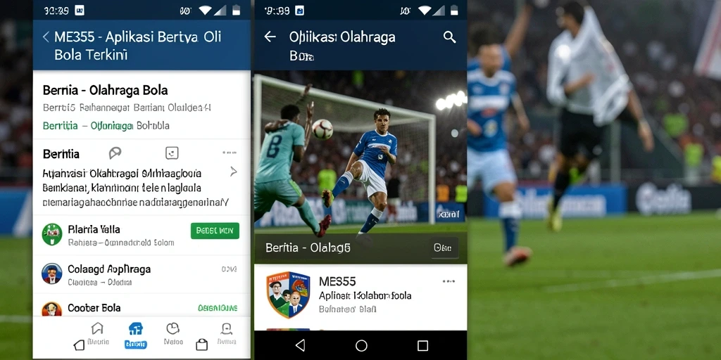 Tampilan antarmuka ME355 yang menarik dan informatif untuk berita olahraga bola.