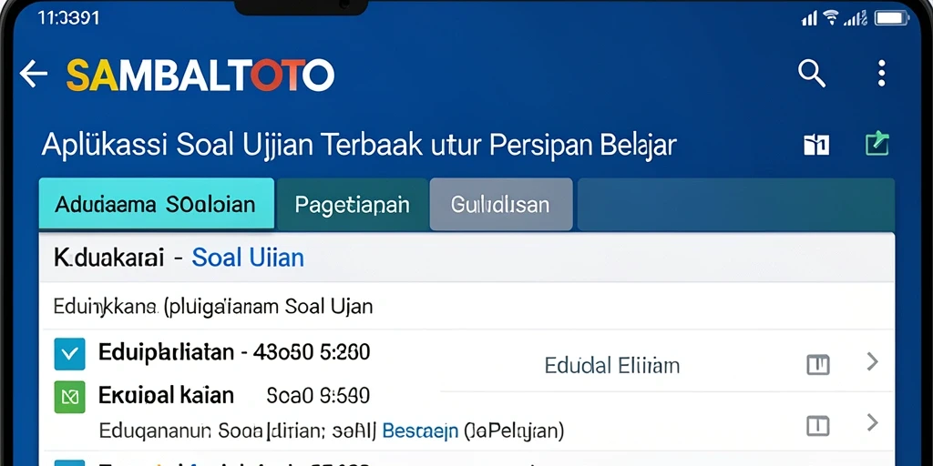 Tampilan antarmuka aplikasi Soal Ujian SAMBALTOTO yang menarik.