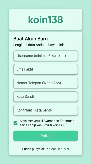 Cara Mudah Daftar Akun Koin138 untuk Pengguna Android